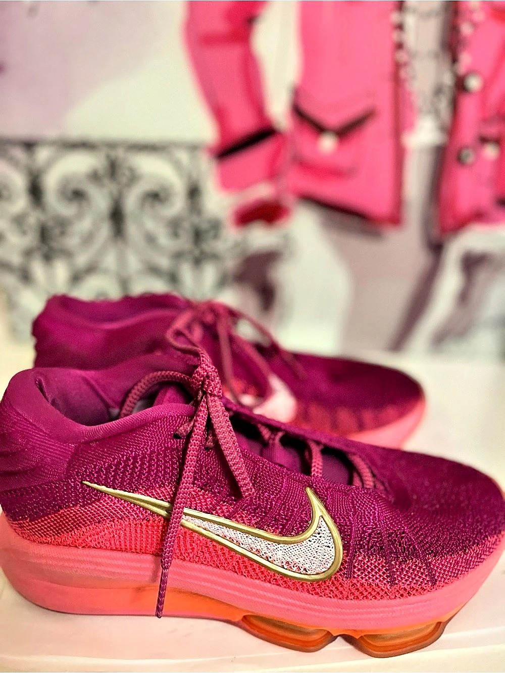 Nike Air Zoom G.T. Basketball Shoes Magenta Hot Pink Apricot Gold Size 7.5